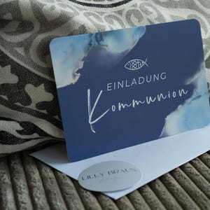 Einladung Kommunion Set - Elegante Einladungskarten zur Erstkommunion mit Aquarell-Design