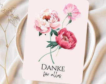 Carte de remerciement, carte merci pour tout, carte d'amitié, carte d'anniversaire, carte fête des mères, carte postale petite amie, carte fête des mères, carte postale