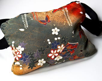 Bolso de jardín color ocre / Riñonera de kimono hecha a mano con materiales reciclados