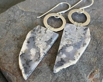 Dendritic Agate and Silver One of a Kind Earrings