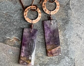 Amethyst and Copper One Of A Kind Earrings