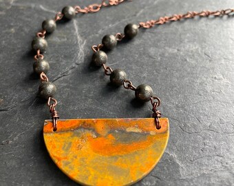 Bumblebee Jasper and Pyrite Necklace