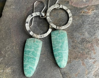 Amazonite and Silver Earrings One of a Kind