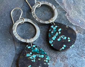 Natural Turquoise and Silver Earrings