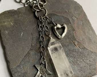 Chunky Quartz Crystal Charm Necklace