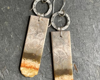Indonesian Fossil Coral and Silver Earrings