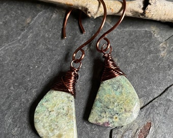 African Turquoise and Copper Earrings