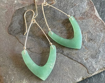 Green Aventurine Statement Earrings, Handmade Gemstone Earrings, One of a Kind