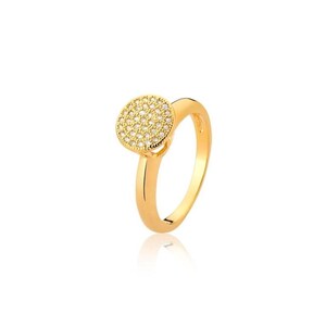 Anel Cluster com zircônias brancas banhadas a ouro 18K tamanhos 7 e 8
