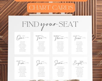 Minimalist Seating Chart Card Template| Simple Seating Chart Printable Cards| Modern Table Seating Cards| Elegant Wedding Seating Chart