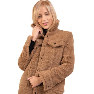 Short Jacket Brown, Wool Jacket, Boucle Jacket, Warm Jacket, Winter Jacket, Long Sleeves Jacket, Cozy Wool Jacket Women Jacket Autumn Jacket