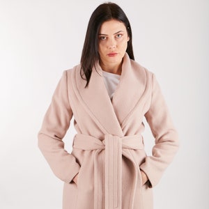 Beige Women Cashmere Coat James, Long Women Italian Wool Coat with Belt, Oversize Long Winter Women Coat, Long Lined Cashmere Wool Coat