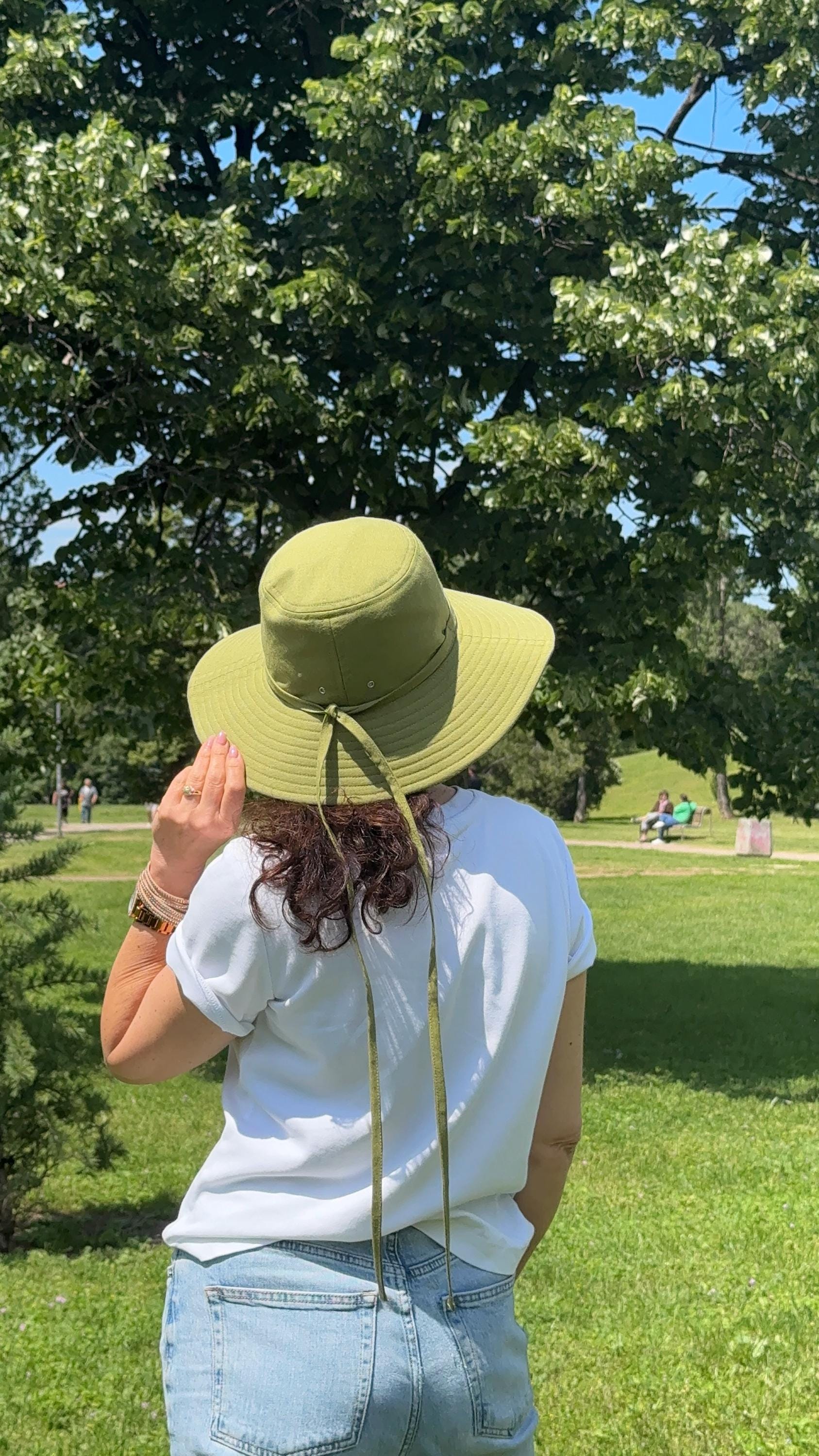 Tan and Green Wide-Brimmed Sun Hat Light khaki green Sun Hat UPF 50 for kids | H&M US main image 3