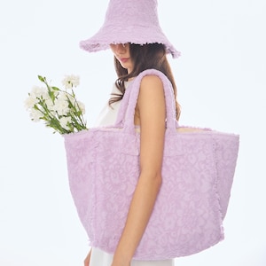 Liliac Sommer Strandtasche, große Schultertasche, Liliac Markttasche, lässige schicke Alltagstasche, übergroße Einkaufstasche, lila Reisehandtasche