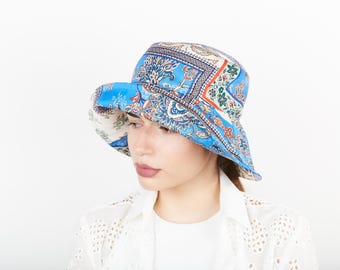 Silk Summer Hat, Women Summer Hat Silk Sun Hat Wide Brim Sun Hat Silk Beach Hat Large Sun Hat Sun UV Protection Hat Foldable Blue Sun Hat