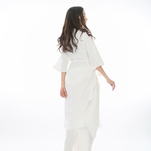 White Flowy Kimono Sleeve Top