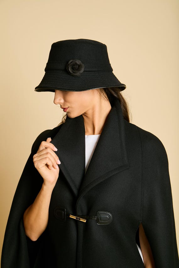 Vintage Elegant Black Women\'s Hat Ladies Black Hat, Kentucky Derby Hat, Black Wide Brim Hat  main image 4