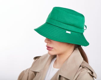 Sommer Eimer Hut, Grün Frauen Hut, Baumwolle Sonnenhut Schmale Krempe Sonnenhut Denim Strandhut Großer Hut Sonne UV Schutz Hut Einstellbare Sonnenhut
