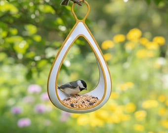 Modern Teardrop Bird Feeder 3D Printed PETG - Stylish Garden Decor Bird House
