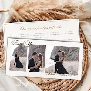 Plantilla de tarjeta de agradecimiento de boda con foto moderna, nota de agradecimiento de descarga instantánea, 100 % editable, tarjeta autoeditable imprimible, bricolaje, #CP