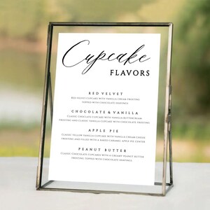 Cupcake Menu Sign, Editable Wedding Cupcake Sign Template, Wedding Dessert Sign, Cupcake Flavors Sign, Bridal Shower, Wedding Sign, #AB