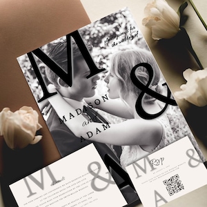 Wedding Invitation Template with Qr Code | Wedding Invitation Suite with Photo | Wedding Invitation Bundle | Rsvp and Details Card | #MA