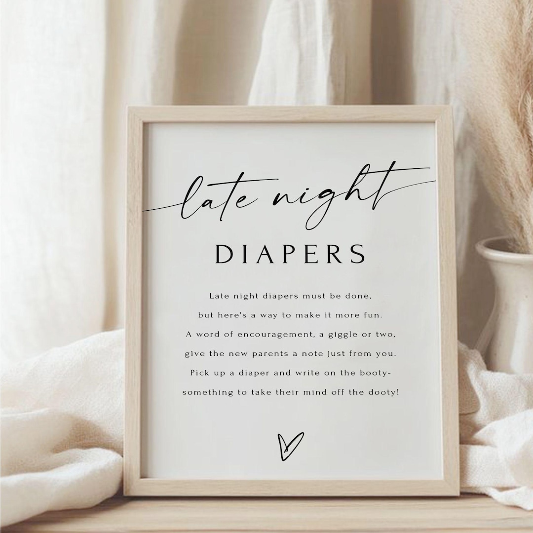 Diaper Text Late Night Diapers Sign, Editable Diaper Notes Game Template, Printable ...