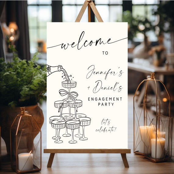 PRINTED + SHIPPED Engagement Party Poster – “They’re Engaged” Personalized Boho Celebration Decor, LEA