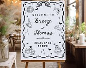 Hand-Drawn Engagement Party Sign, Editable Wedding Welcome Sign Template, Boho Printable Welcome Poster, Modern Minimalist Wedding Decor