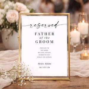 In Loving Memory Wedding Sign – Editable Memorial Chair Display, Printable Wedding Remembrance Decor