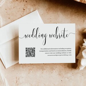 Wedding Website Card, QR Code Wedding Details Insert, Online RSVP, 100% Editable Template, Minimalist, Digital Download, ZW
