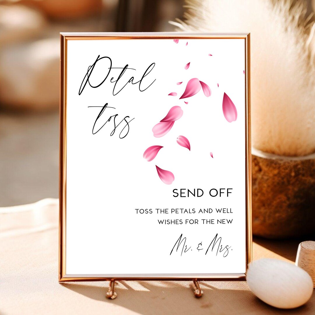 Petal Send Off Printed + Shipped Petal Toss Sign, Modern Wedding Ceremony Sign, Flower ...
