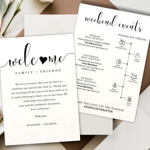 Wedding Welcome Bag Letter & Timeline Template, Wedding Events Card, Wedding Welcome Bag Note, Wedding Events Timeline, Wedding Schedule,#ZW