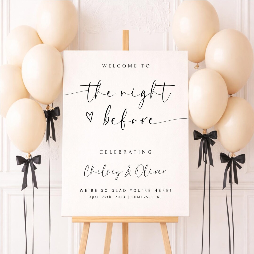 The Night Before Welcome Sign, Printed & Shipped Rehearsal Dinner Sign ...