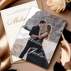 Invitación de boda con foto: tarjeta de boda personalizada, invitación de boda moderna, invitación de boda elegante, plantilla DIY, descarga instantánea, #CP