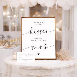 Bridal Shower Game Sign, How Many Kisses Printable Template for Instant Download