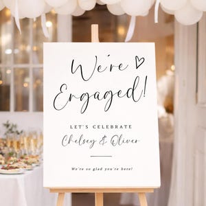We're Engaged Welcome Sign Template, Engagement Party Welcome Poster, Editable Printable Engagement Sign, #WS
