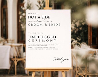 Pick a Seat Not a Side Sign Printed, Wedding Ceremony Seating Sign, Foam Board or Poster for Wedding Aisle
