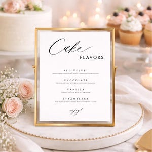 Cake Flavors Sign Template, Editable Dessert Table Menu, Printable Instant Download
