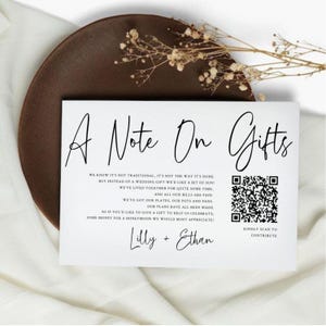 Wedding A Note On Gifts Card Insert Card, Modern Wedding Invitation Monetary Gift Request Enclosure, Minimalist Wedding Details Card #CE
