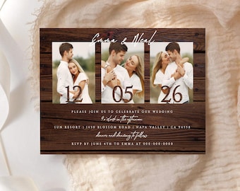 Rustic Western Wedding Invitation Template, Editable Photo Country Barn Invite, Digital Download