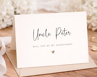 Will You Be My Godfather Card - Editable Digital Download, Personalized Godfather Proposal, Godparent Request, Baptism Christening Gift Idea