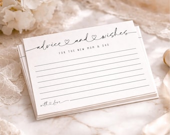 Printed Baby Shower Advice Cards, Advice and Wishes Cards for Parents to Be, Baby Shower Game Cards