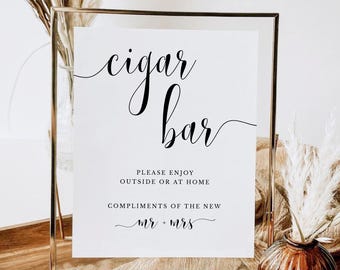 Letrero impreso y enviado para bar de puros, letrero moderno para puros de boda, estación de puros para recepción de boda, #WZ