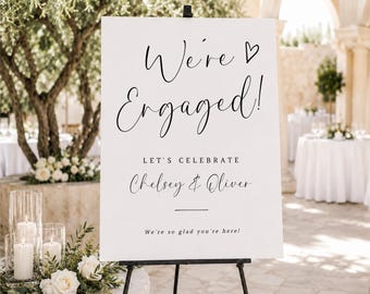 Engagement Party Welcome Sign Printed and Shipped, We're Engaged Sign, Personalized Foam Board or Poster