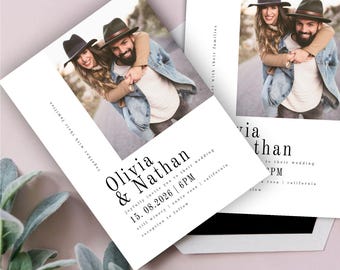 Modern Wedding Invitation with Photo, Editable Minimalist Wedding Invite, Modern Wedding Invite Template, Photo Wedding Invitation #MM
