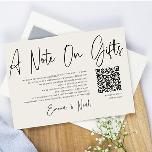 Wedding A Note On Gifts Card Insert Card, Modern Wedding Invitation Monetary Gift Request Enclosure, Minimalist Wedding Details Card #AC