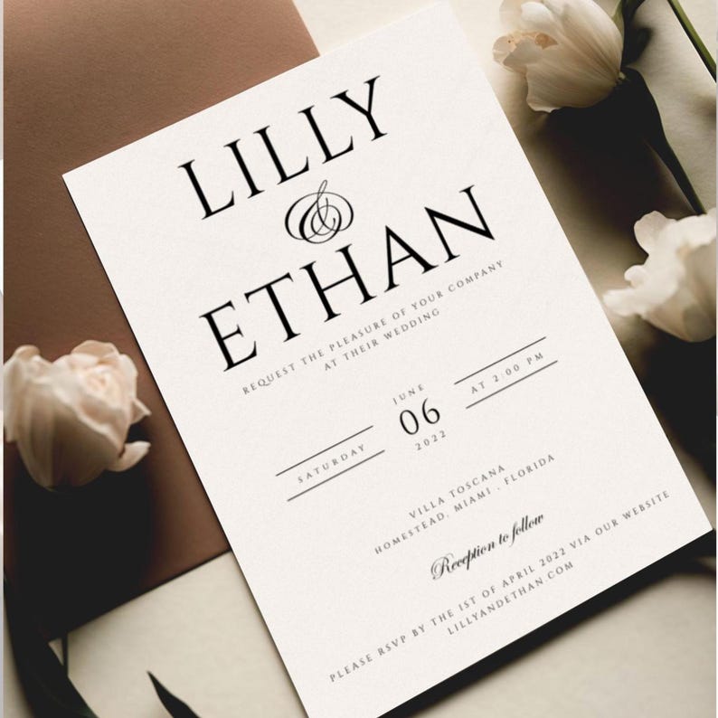 Minimal Wedding Invitation Template, Modern Wedding Invitation Printable, Elegant Wedding Invitation, Simple Wedding Invite, #CE image 2