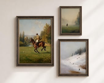 Vintage Vertical 3 Piece Set Wall Art, Sport Collection Gallery Artwork Digital Download Pixoraartco 55-65-66