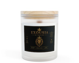 Vela Exousia Lion Crest en vaso de vidrio esmerilado de 312 g / Vela aromática de lujo